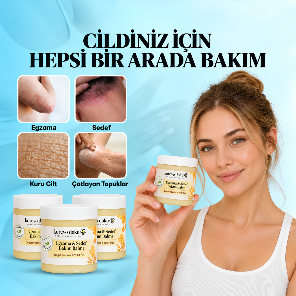 Korevo Doku Egzama - Sedef Bakım Balmı